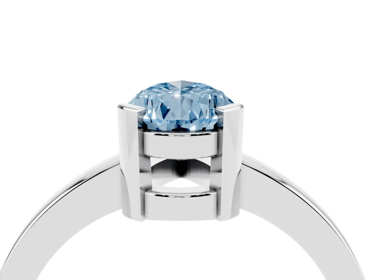 Fancy Blue Pear Cut Cut Solitaire Ring with Four-Prong Setting and Classic Band Platinum