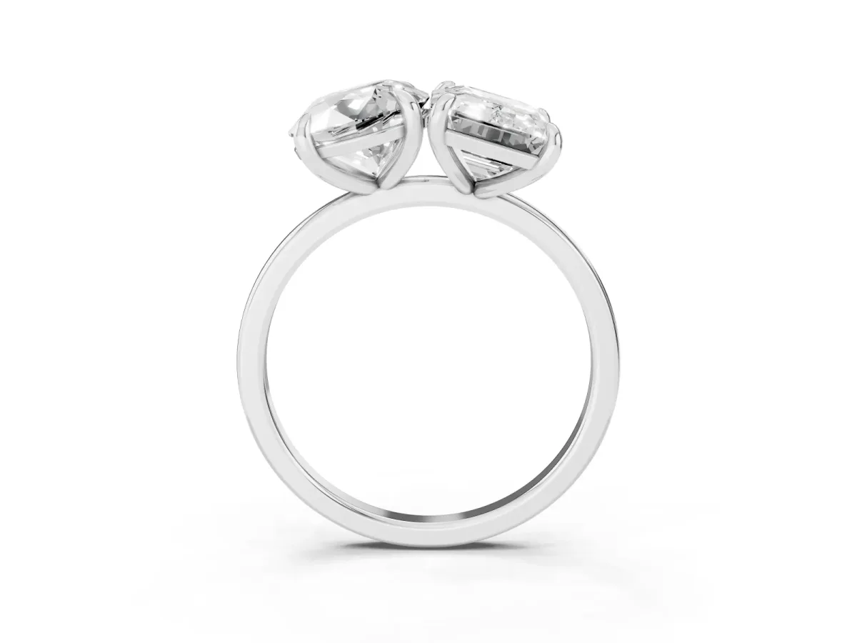 Round and Radiant Toi Moi Ring with Prong Setting and Plain Band White gold