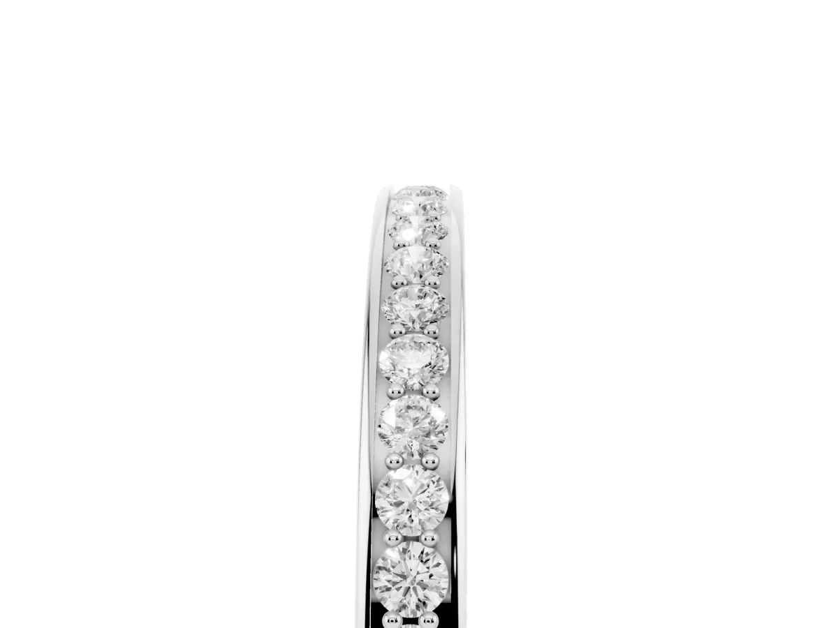 Round Diamond Pavé Set Half-Eternity Band Silver