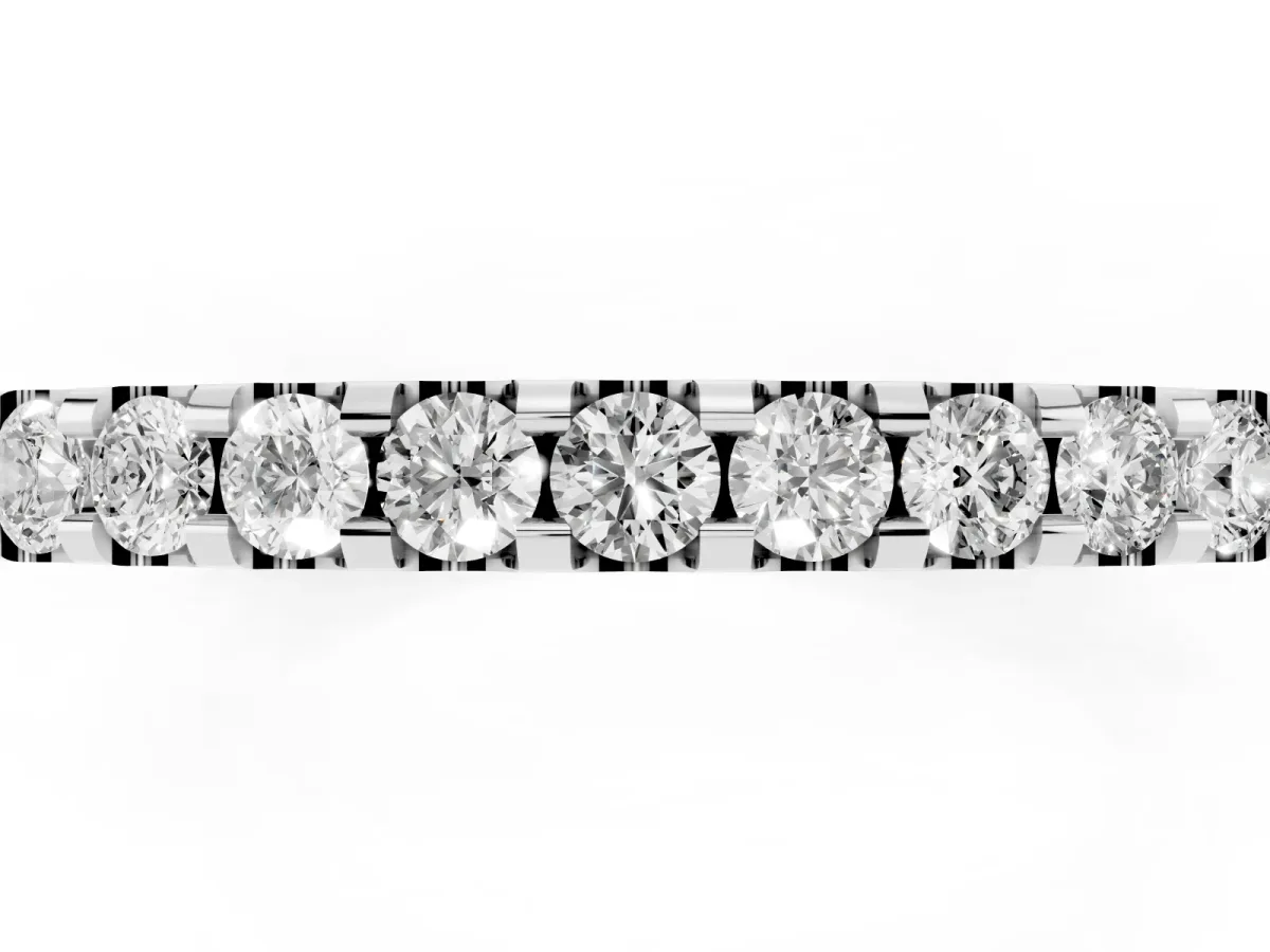 Round Diamond Pavé Eternity Band with Micro Prong Setting Silver