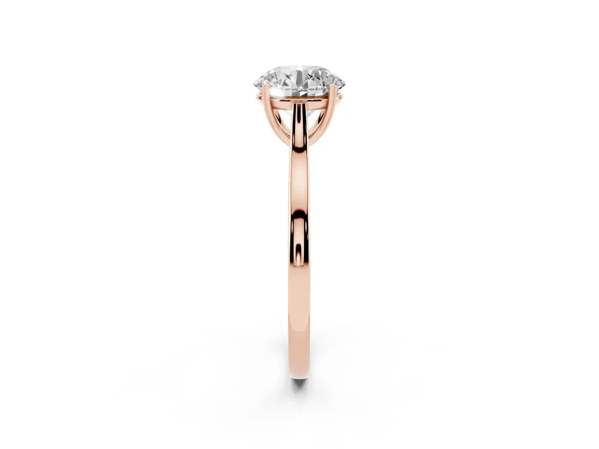 Round Cut Solitaire Heart Prong Engagement Ring with Tapered Band Rose gold