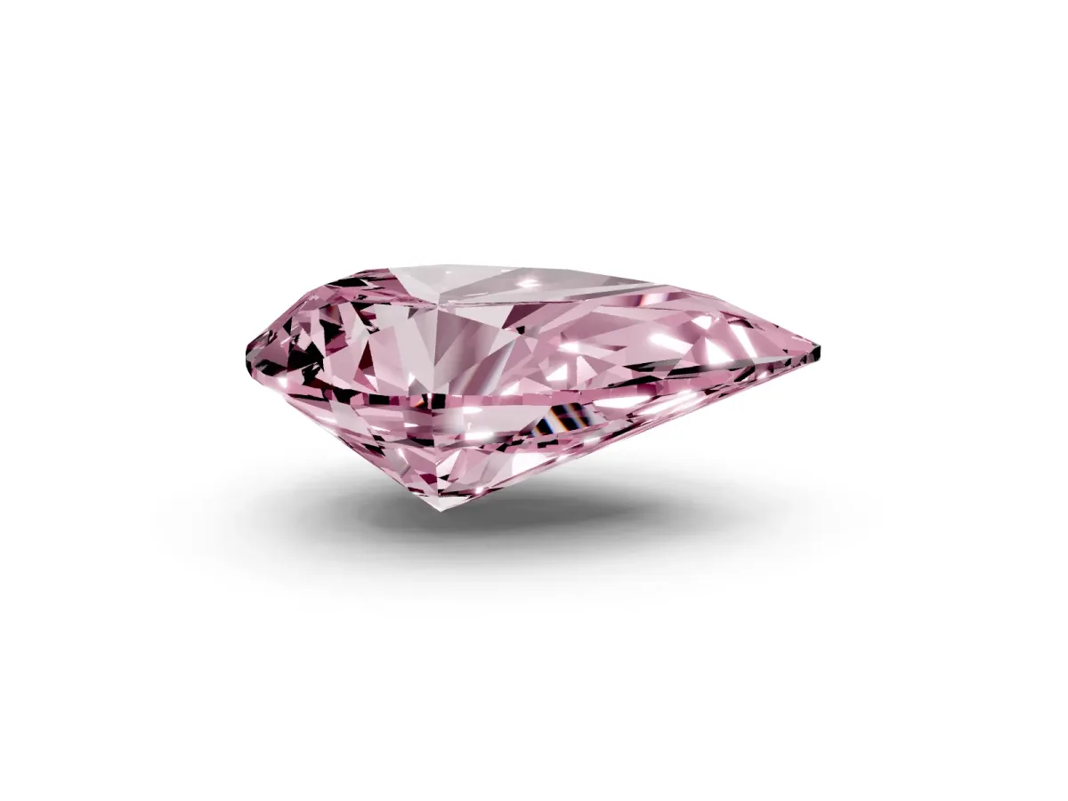 Fancy Pink Pear Cut Diamond Ring with Marquise Side Stones and Prong Setting Rose gold