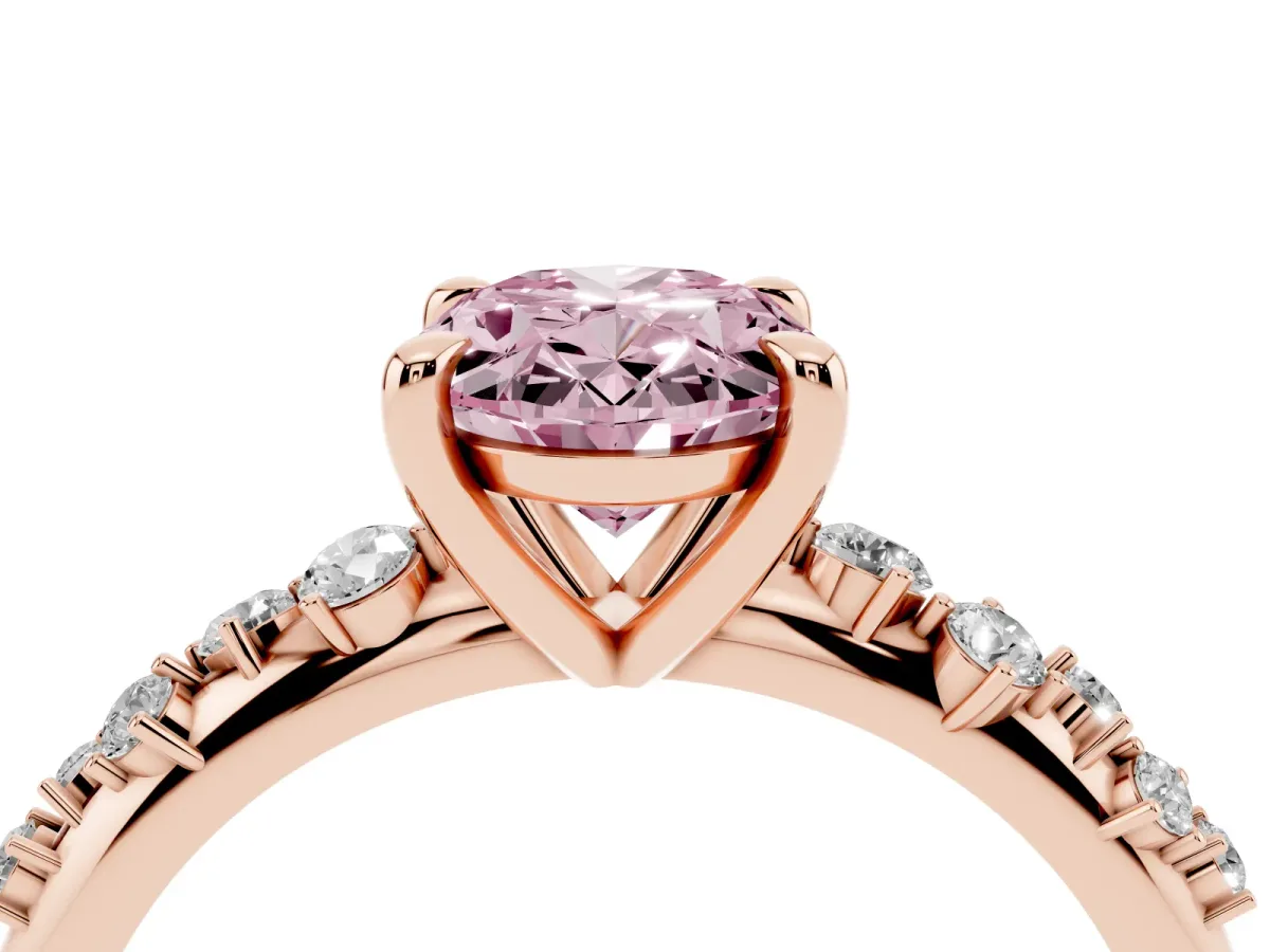 Fancy Pink Oval Cut Cut Diamond Vine Band with Four-Prong Setting Rose gold