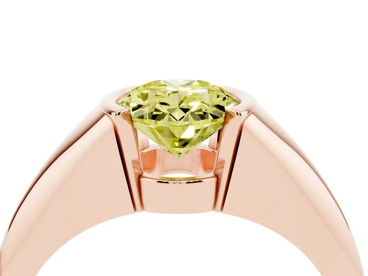 Fancy Yellow Oval Cut Solitaire Tension Set Diamond Ring Rose gold