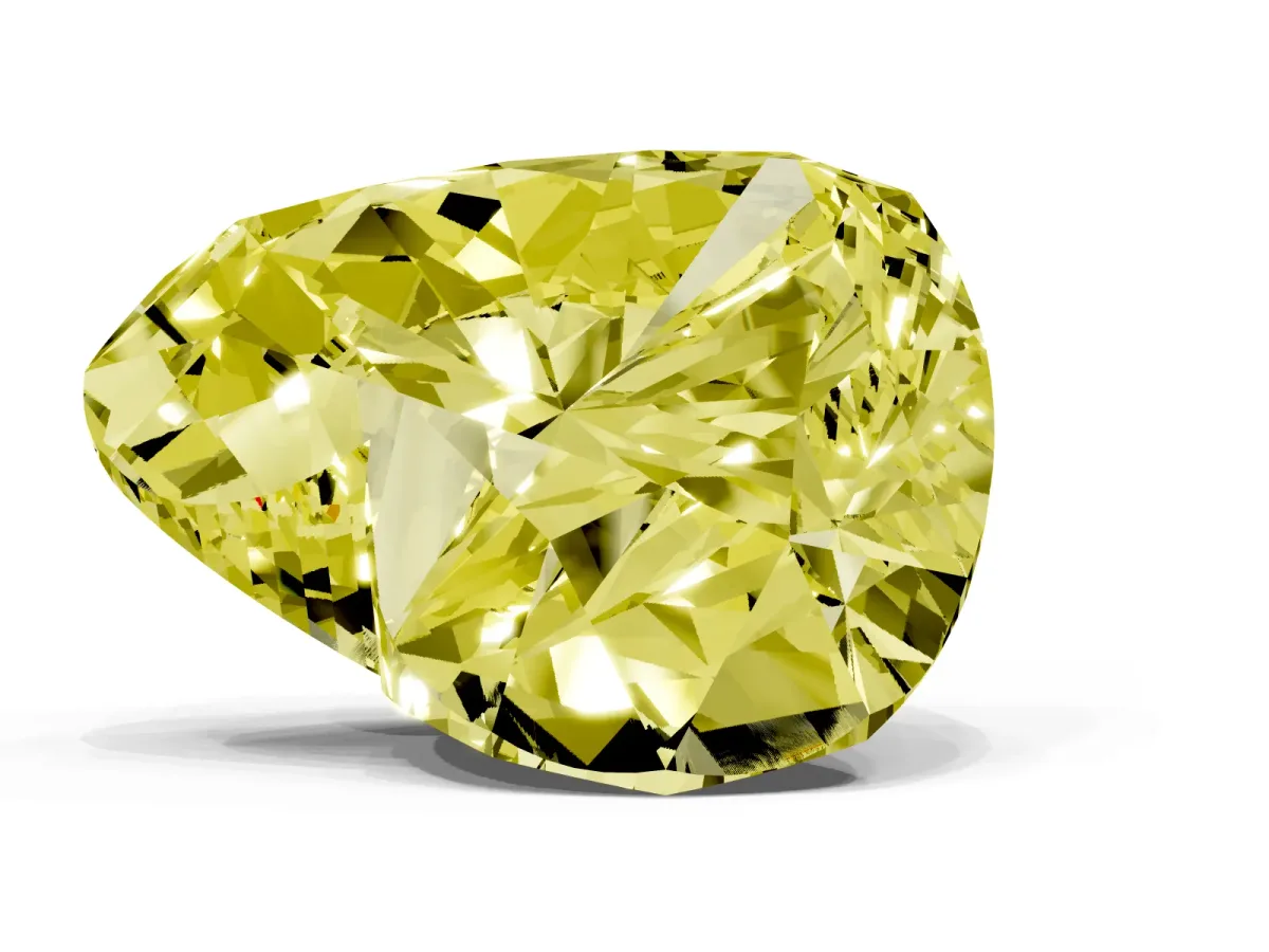 Fancy Yellow Heart Cut Diamond Ring with Marquise Side Stones and Prong Setting Yellow gold