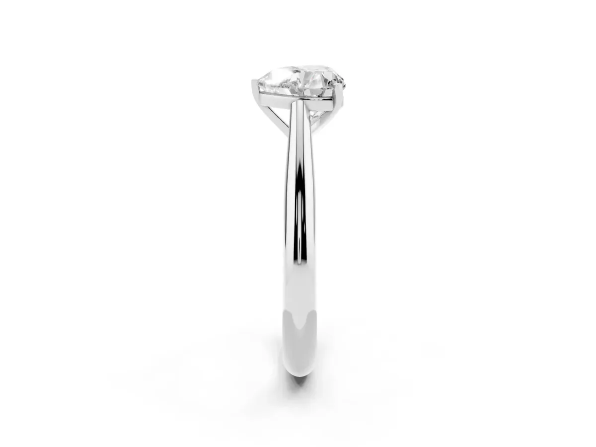 Heart Cut Diamond Solitaire Engagement Ring with Cathedral Setting and Four-Prong Mount Platinum
