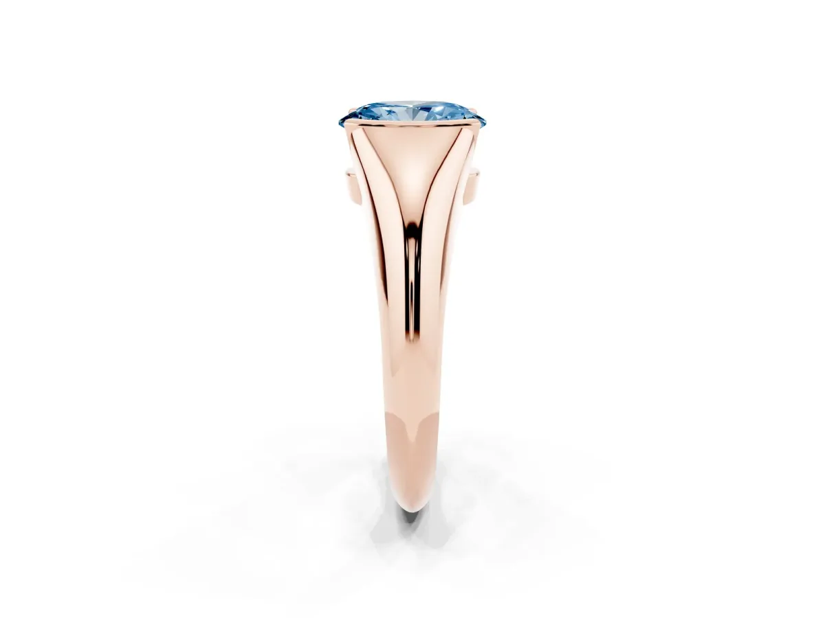 Fancy Blue Oval Cut Solitaire Tension Set Diamond Ring Rose gold