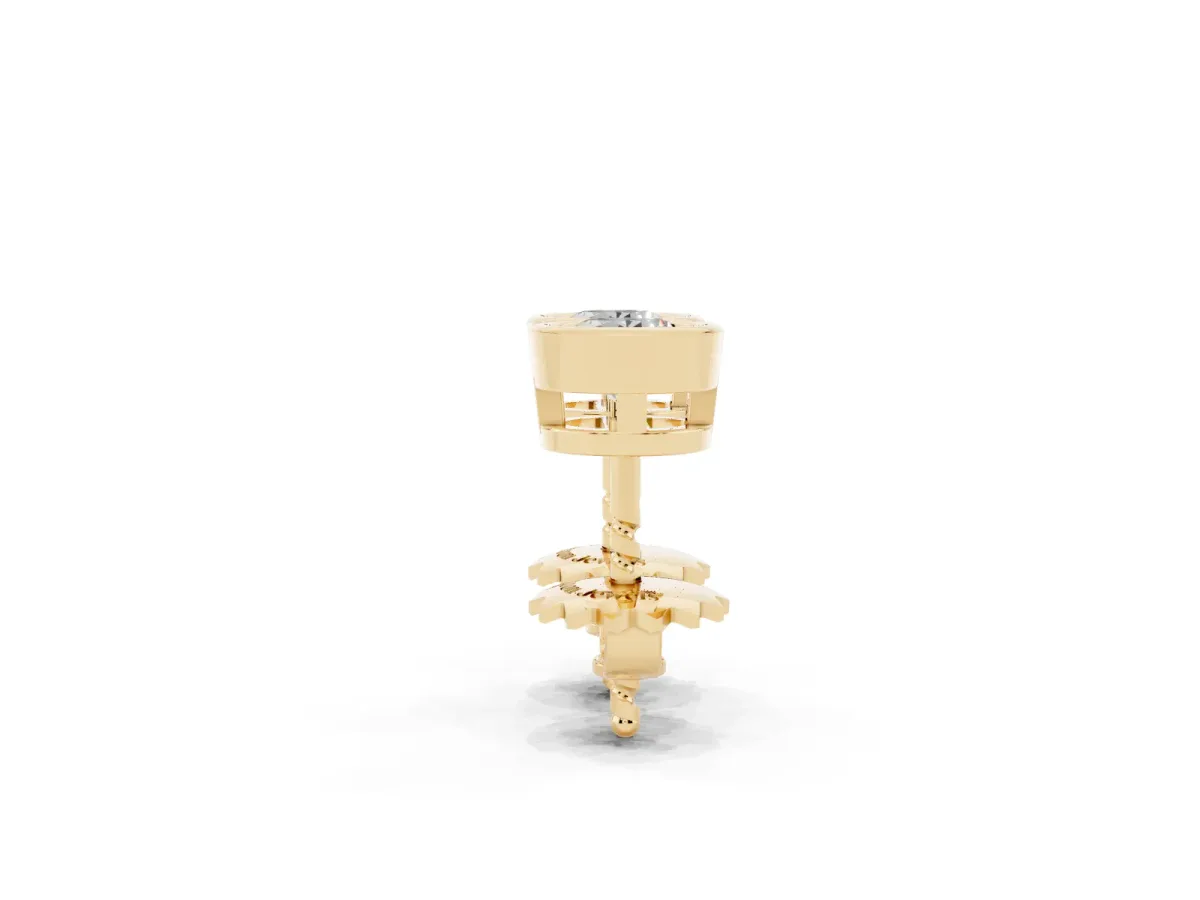 Bezel Set Round Diamond Stud Earrings Yellow gold