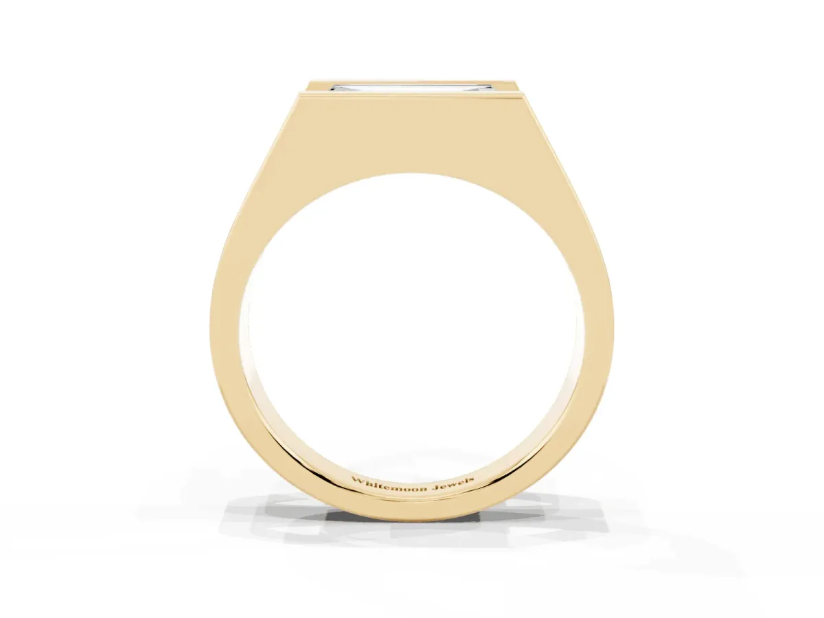 Baguette Diamond Geometric Solitaire Ring Yellow gold