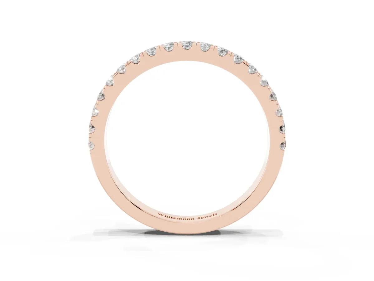 Round Diamond Classic Half Eternity Band with Shared Prong Setting Rose gold