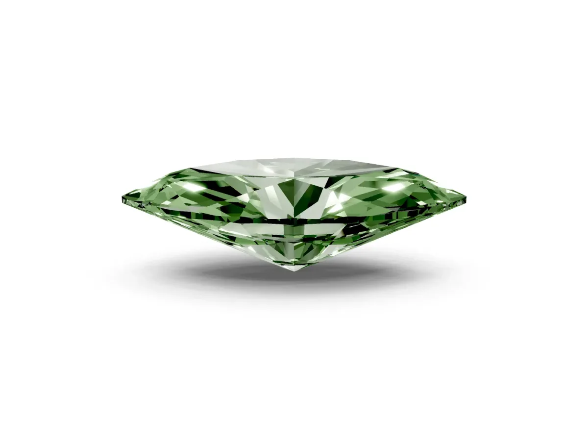 Fancy Green Marquise Cut Cut Cathedral Pave Diamond Engagement Ring with Six-Prong Setting White gold