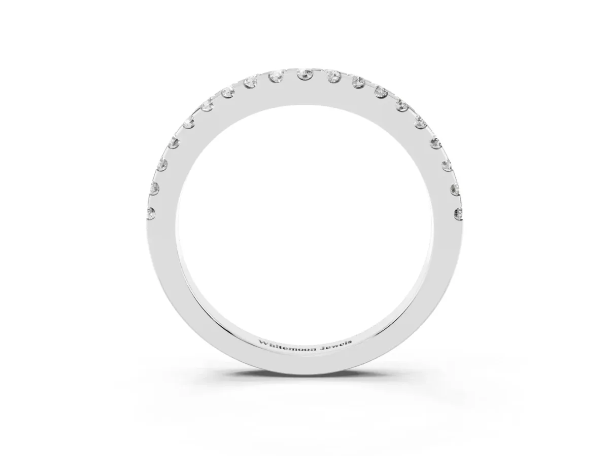 Pavé Round Diamond Curved Wedding Band Platinum