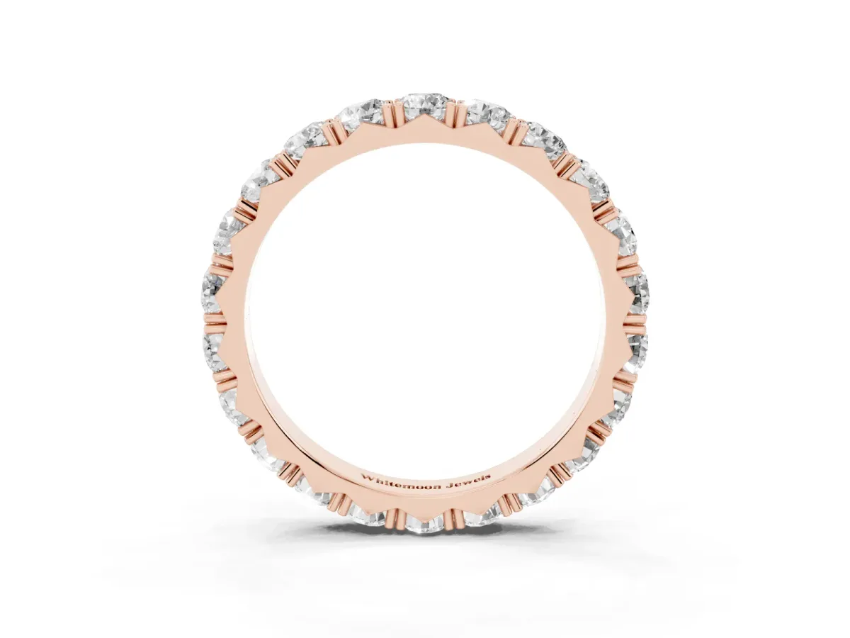Round Diamond Eternity Band with Pavé Setting and Shared Prong Rose gold