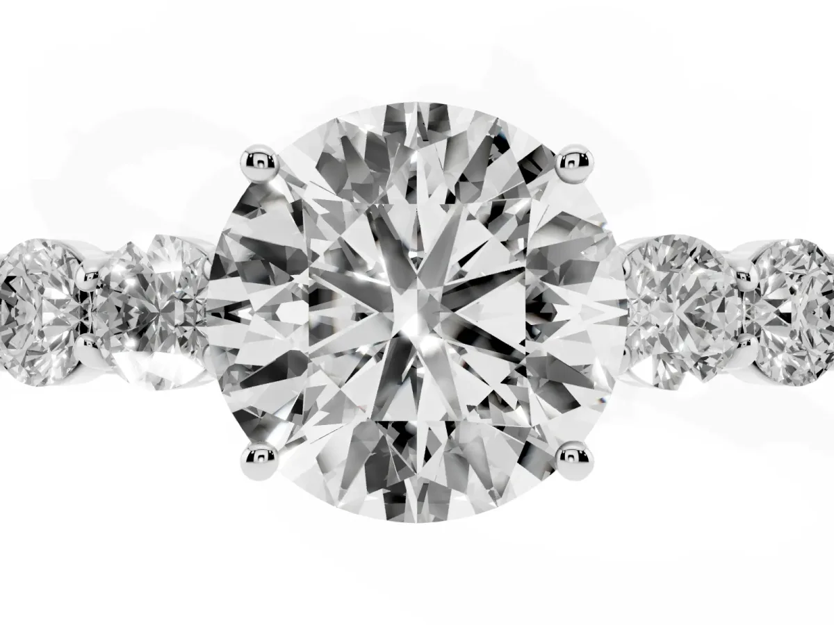 Round Cut Cut Diamond Five-Stone Prong Set White Gold Ring White gold