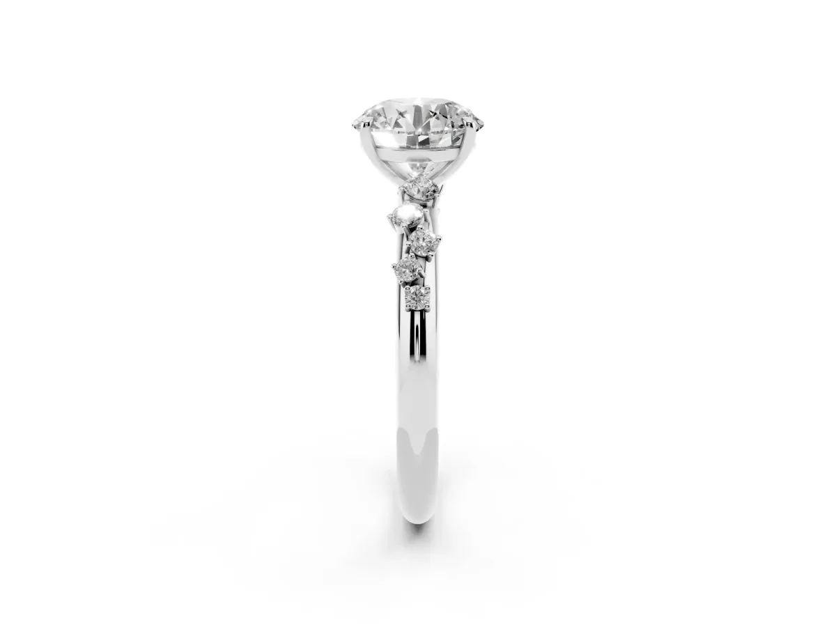 Round Cut Diamond Cluster Prong-Set Solitaire Ring Platinum