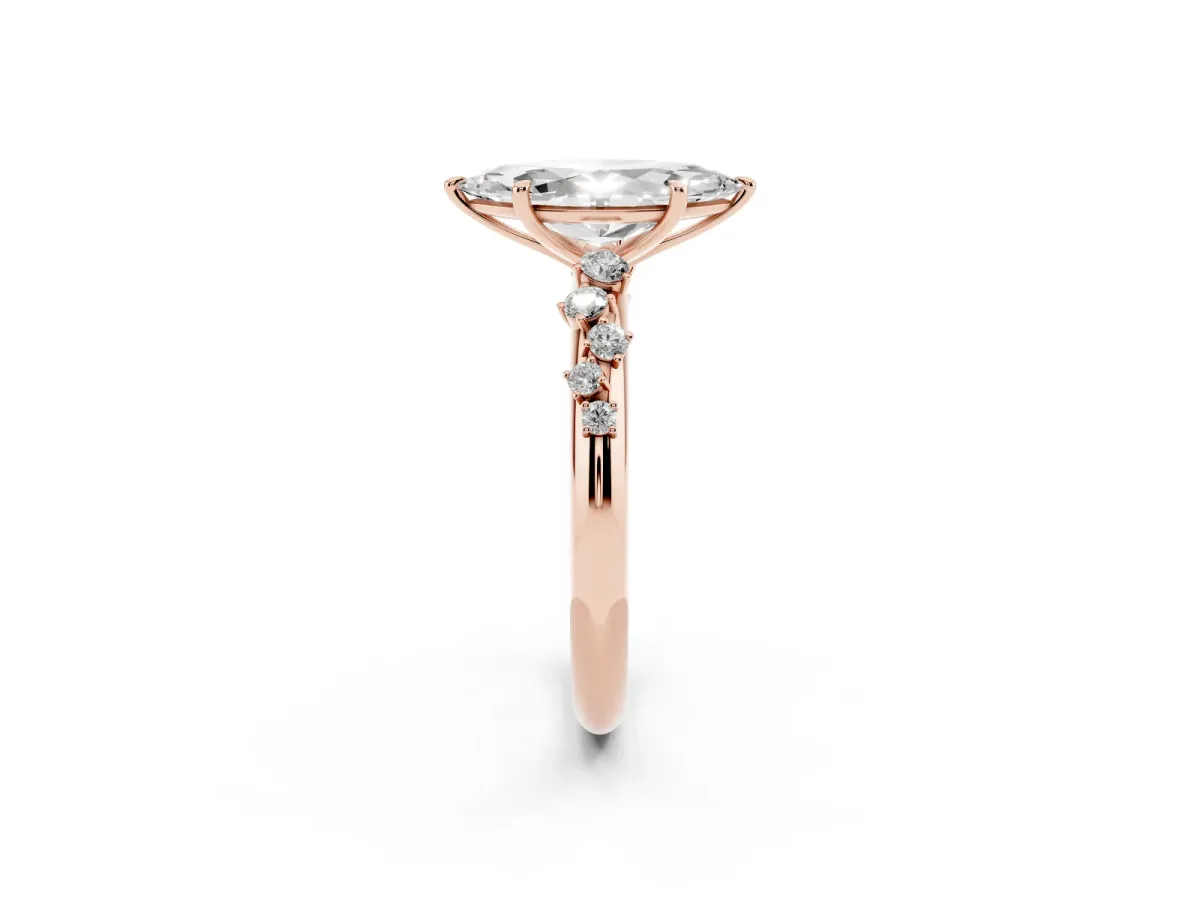 Marquise Cut Diamond Cluster Prong-Set Solitaire Ring Rose gold