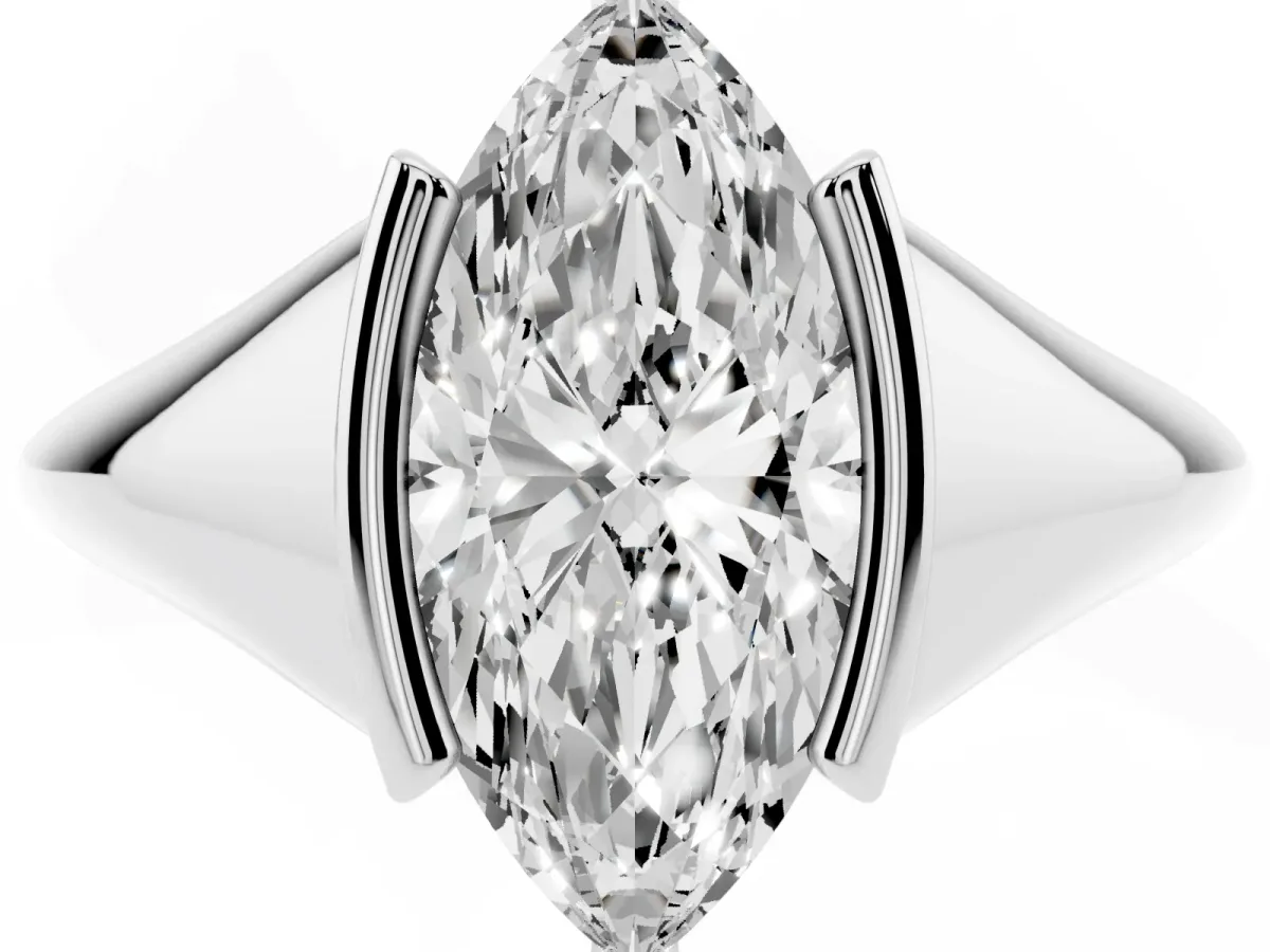 Marquise Cut Solitaire Tension Set Diamond Ring White gold