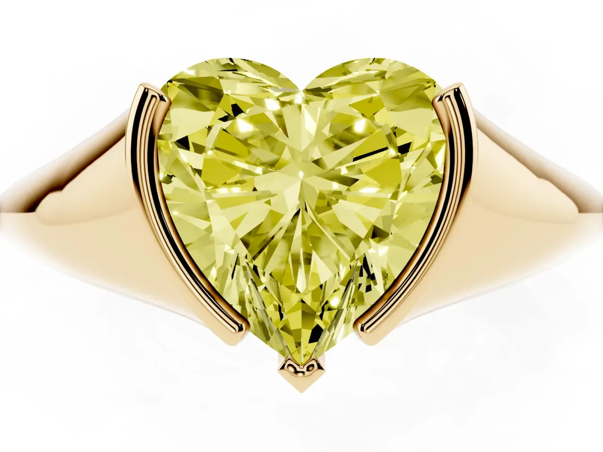 Fancy Yellow Heart Cut Solitaire Tension Set Diamond Ring Yellow gold