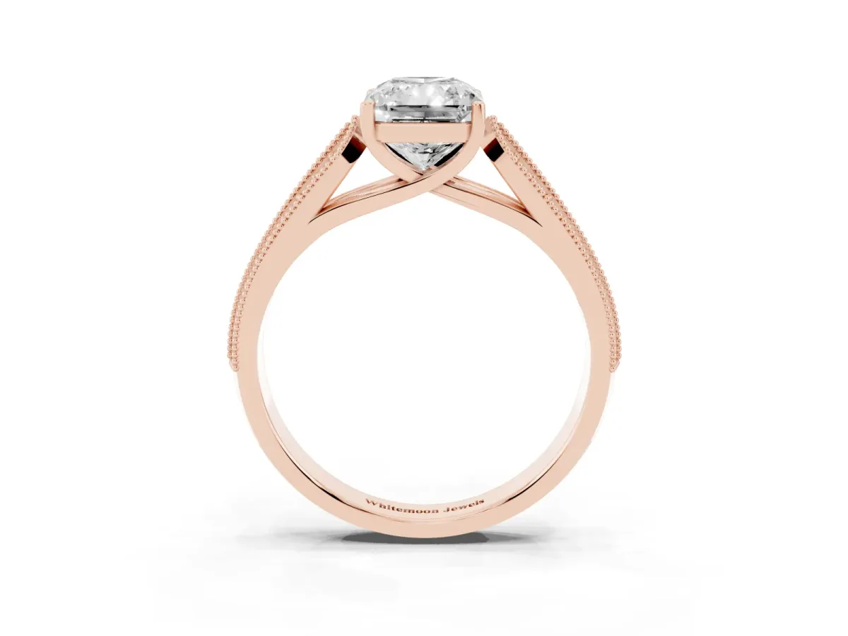 Radiant Cut Cut Pave Split Shank Engagement Ring with Four-Prong Setting Rose gold