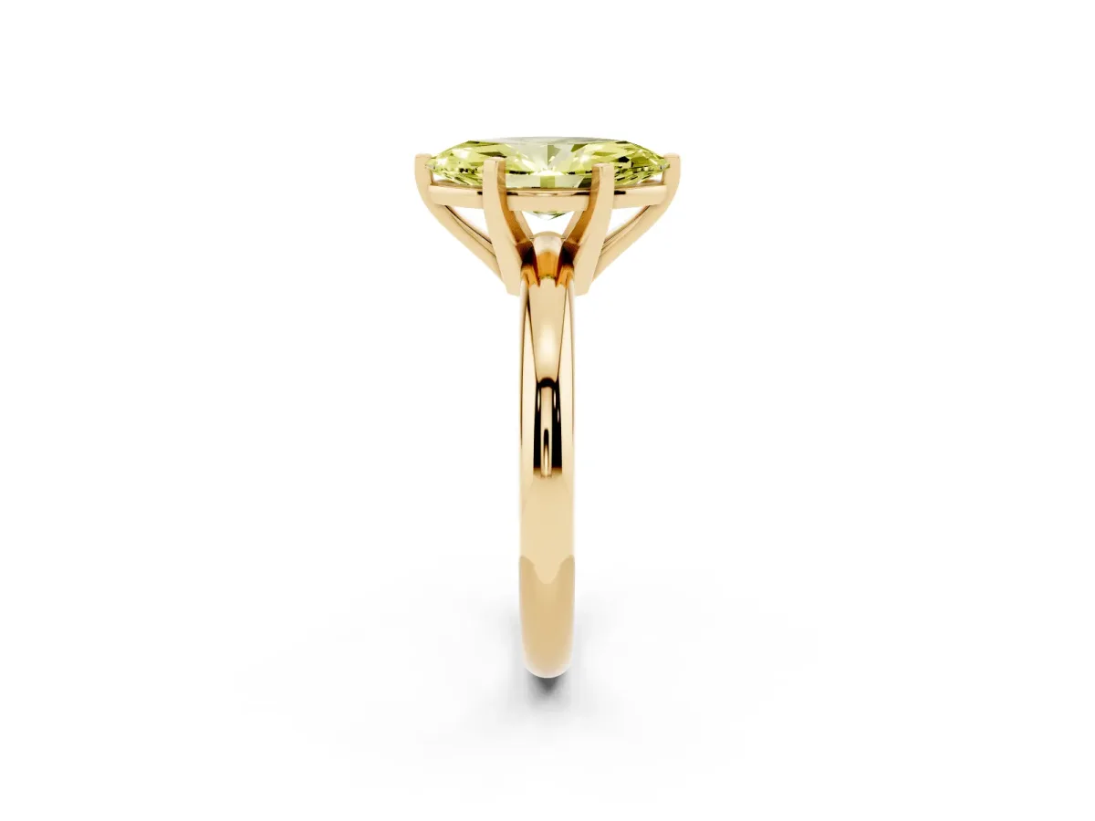 Fancy Yellow Marquise Cut Diamond Solitaire Engagement Ring with Round Band and Four-Prong Setting Yellow gold
