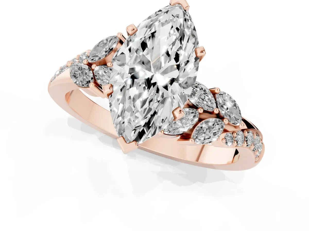 Marquise Cut Solitaire Marquise Twist Band with Six-Prong Setting Rose gold