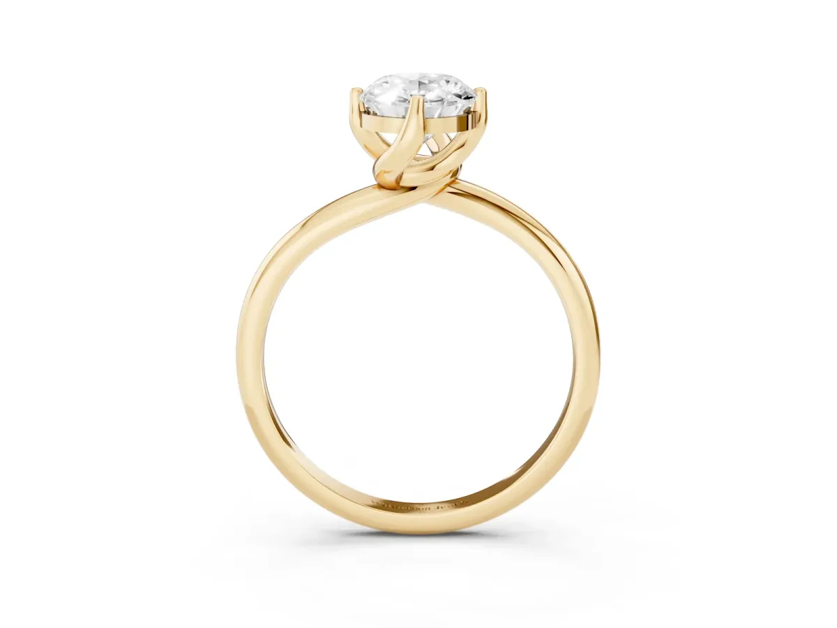 Oval Cut Diamond Solitaire Engagement Ring with Four-Prong Setting and Classic Band Yellow gold