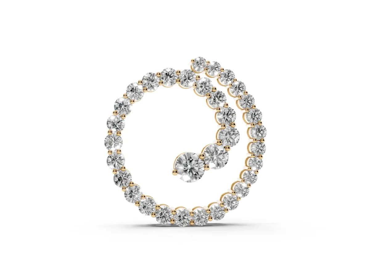 Round Diamond Spiral Pendant with Prong Setting Yellow gold