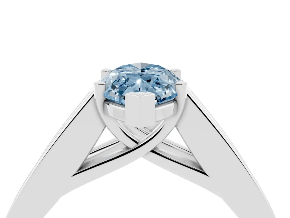 Fancy Blue Marquise Cut Cut Channel Set Solitaire Ring with Four-Prong Setting Silver