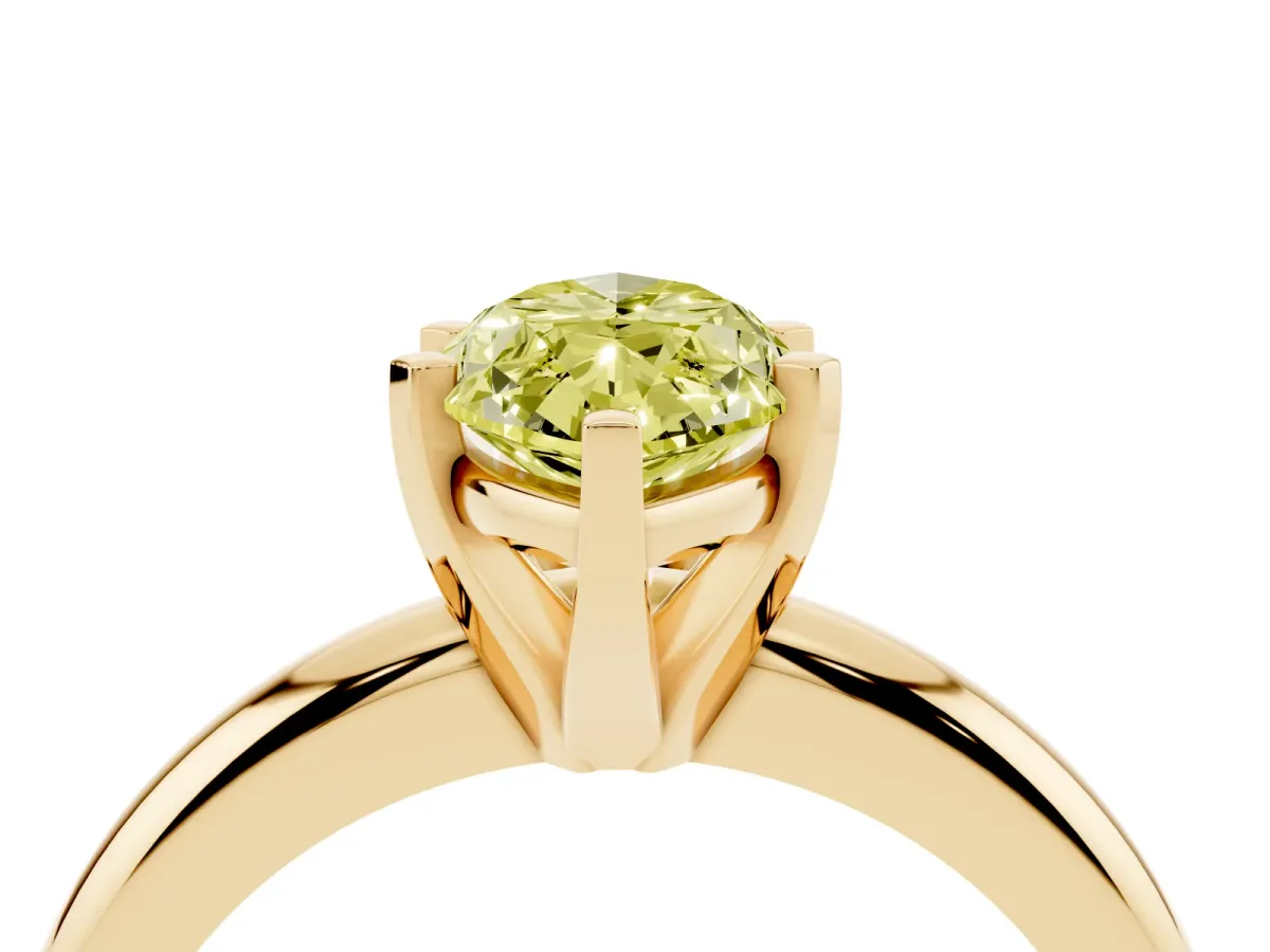 Fancy Yellow Marquise Cut Diamond Solitaire Engagement Ring with Round Band and Four-Prong Setting Yellow gold