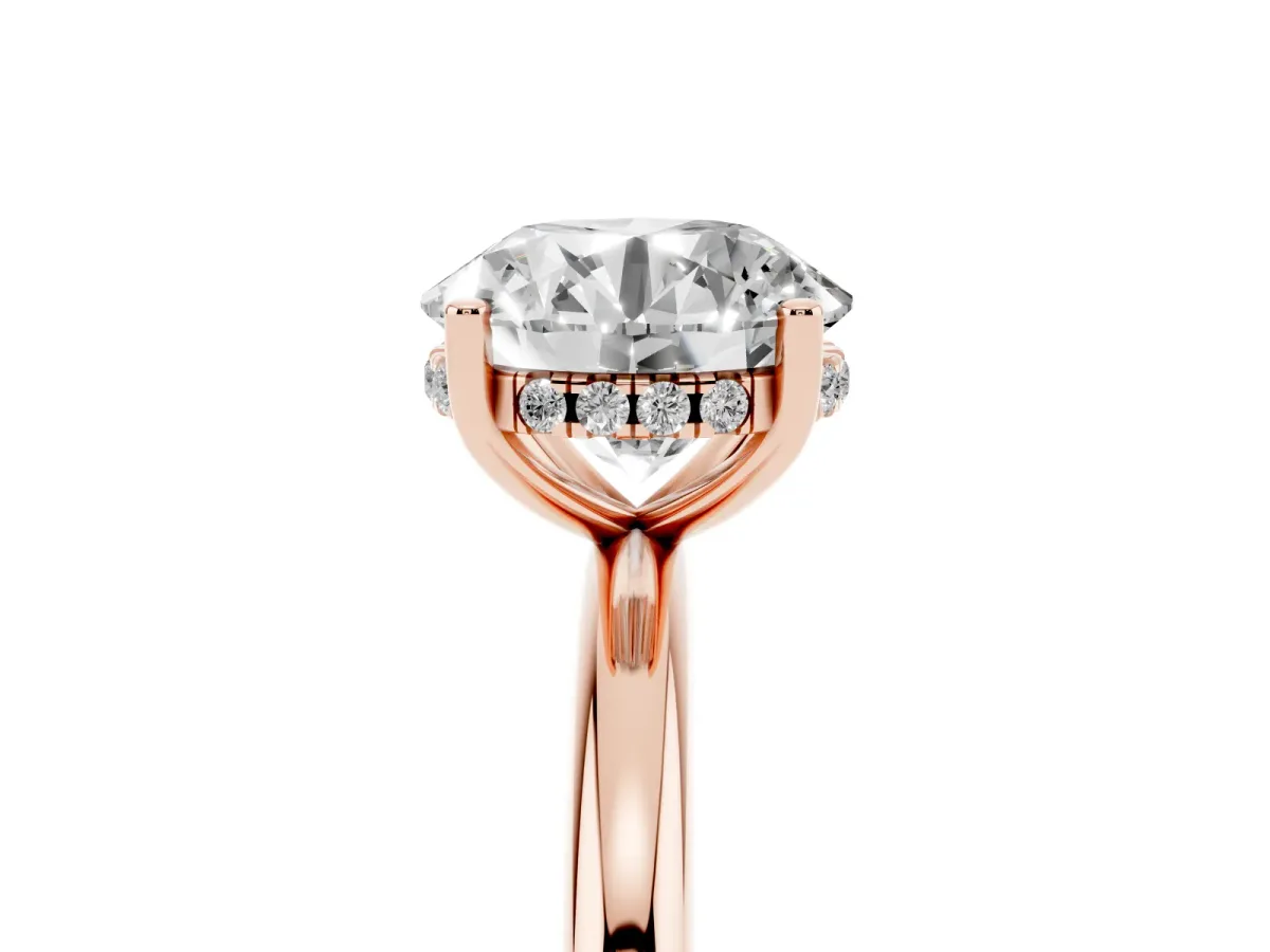 Round Cut Cut Solitaire Engagement Ring with Four-Prong Setting and Classic Band Rose gold