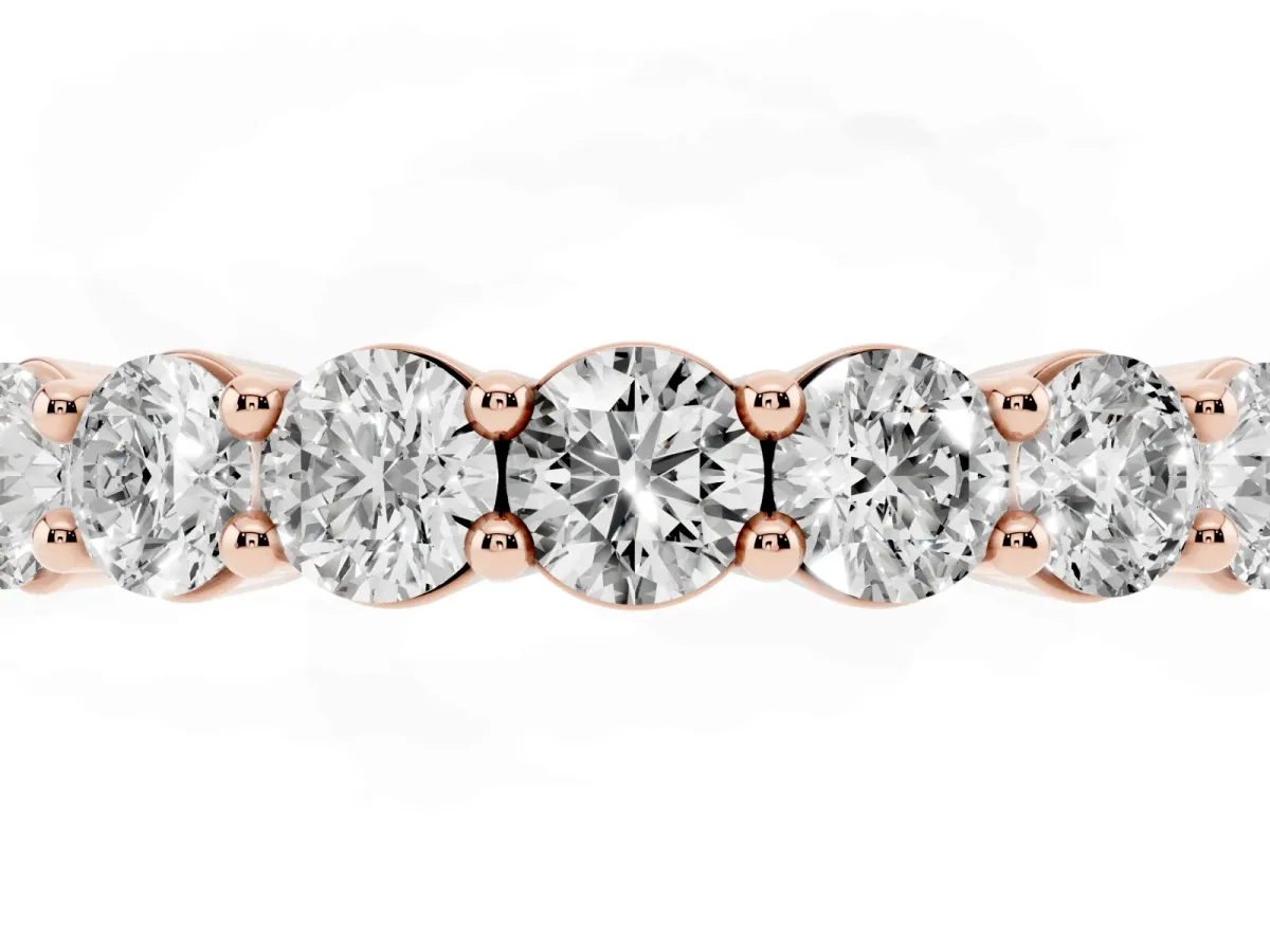 Round Diamond Half Eternity Band with Prong Setting Rose gold