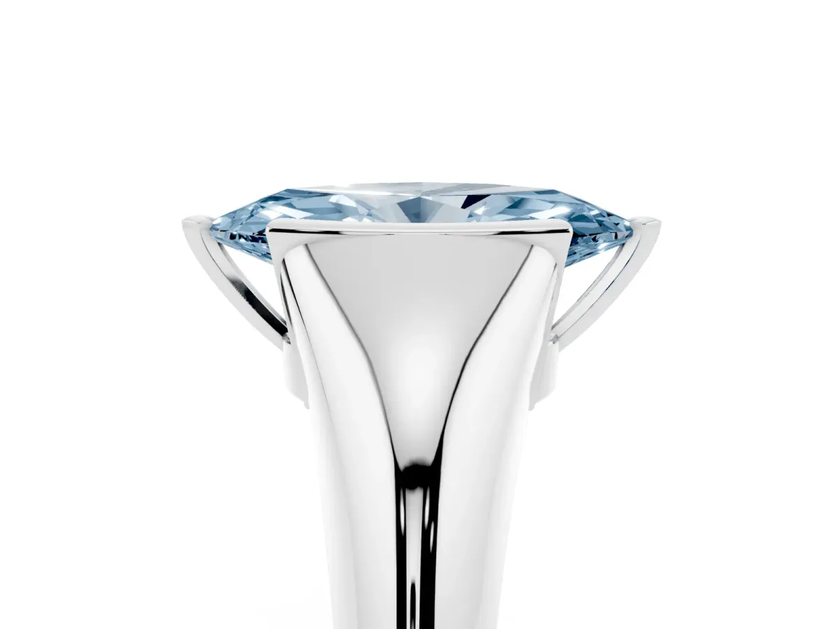 Fancy Blue Marquise Cut Solitaire Tension Set Diamond Ring Platinum