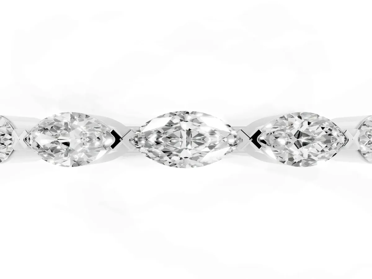 Marquise Diamond Eternity Band with Bezel Setting Silver