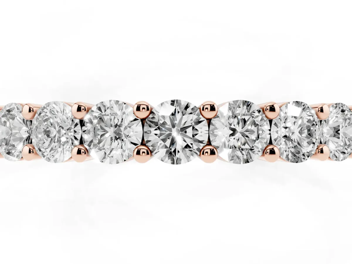 Alternating Round Diamond Promise Ring with Round Diamond Accents Rose gold