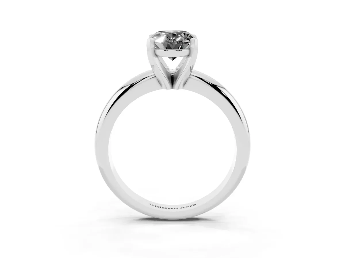 Fancy Black Oval Cut Diamond Solitaire Engagement Ring with Round Band and Four-Prong Setting Platinum