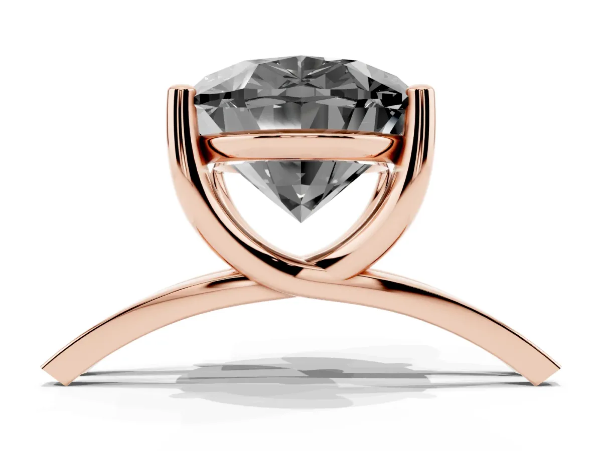 Fancy Black Oval Cut Cut Diamond Solitaire Engagement Ring with Tapered Plain Band and Four-Prong Setting Rose gold