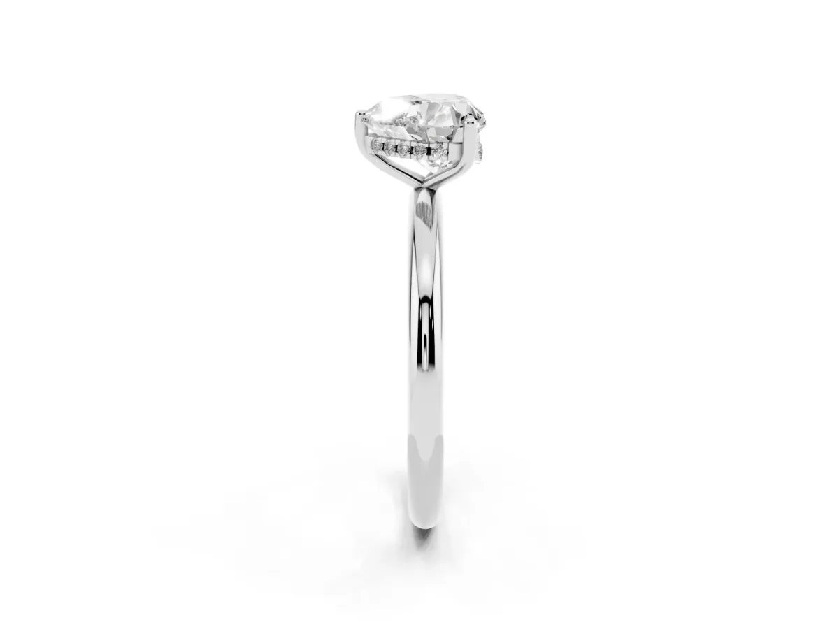 Heart Cut Cut Solitaire Engagement Ring with Four-Prong Setting and Classic Band Silver