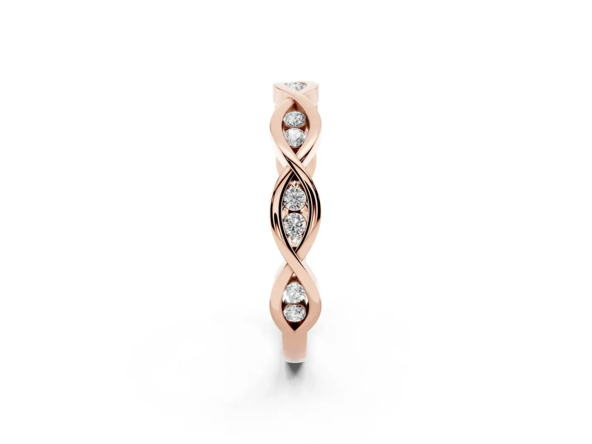 Round Diamond Twist Eternity Band with Bezel Setting Rose gold