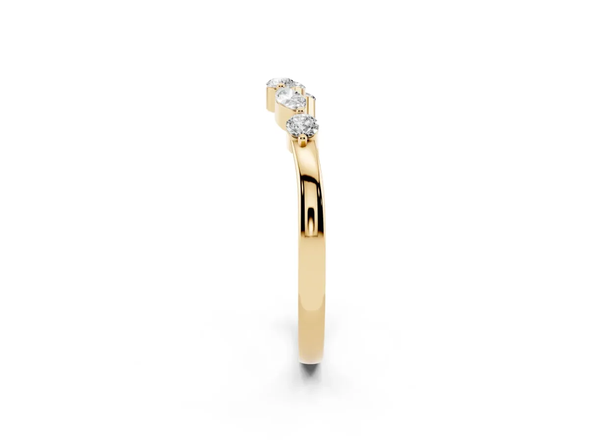 Round and Marquise Diamond Half Eternity Band with Prong Setting Yellow gold