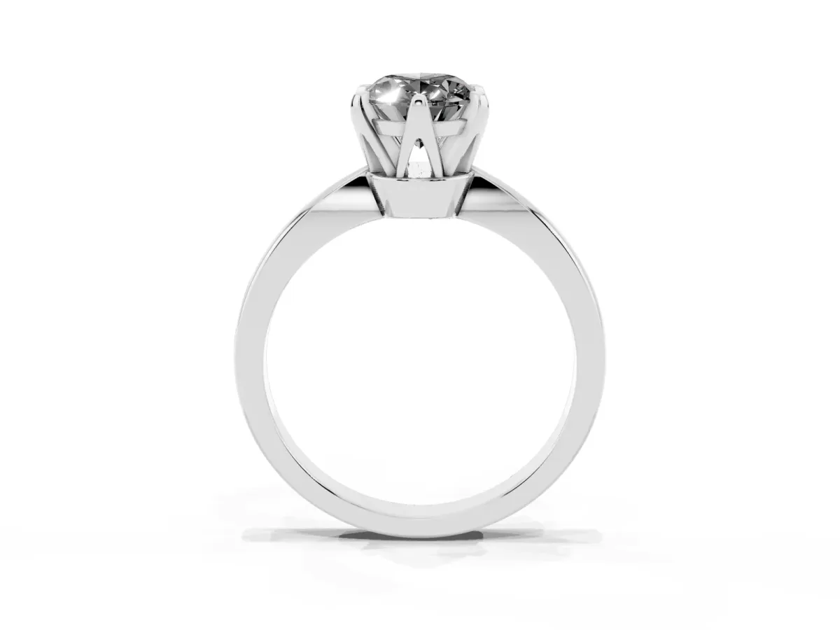 Fancy Black Oval Cut Solitaire Engagement Ring with Six-Prong Setting and Tapered Band Platinum