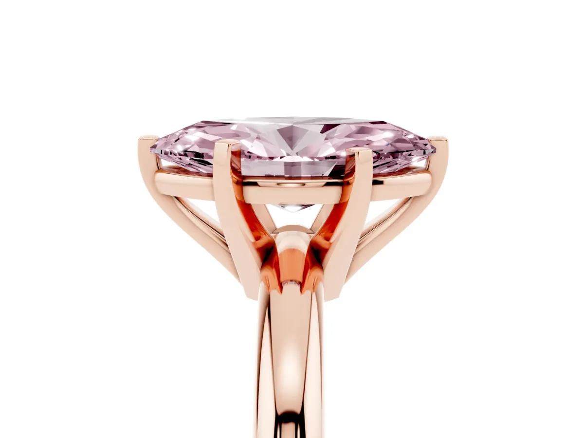 Fancy Pink Marquise Cut Diamond Solitaire Engagement Ring with Round Band and Four-Prong Setting Rose gold
