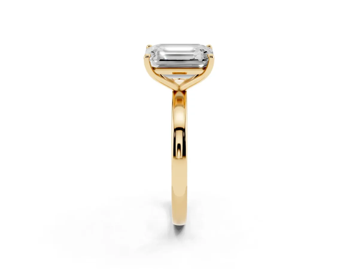 Fancy Pink Pear Cut and Emerald Cut Toi Moi Ring with Prong Setting Yellow gold