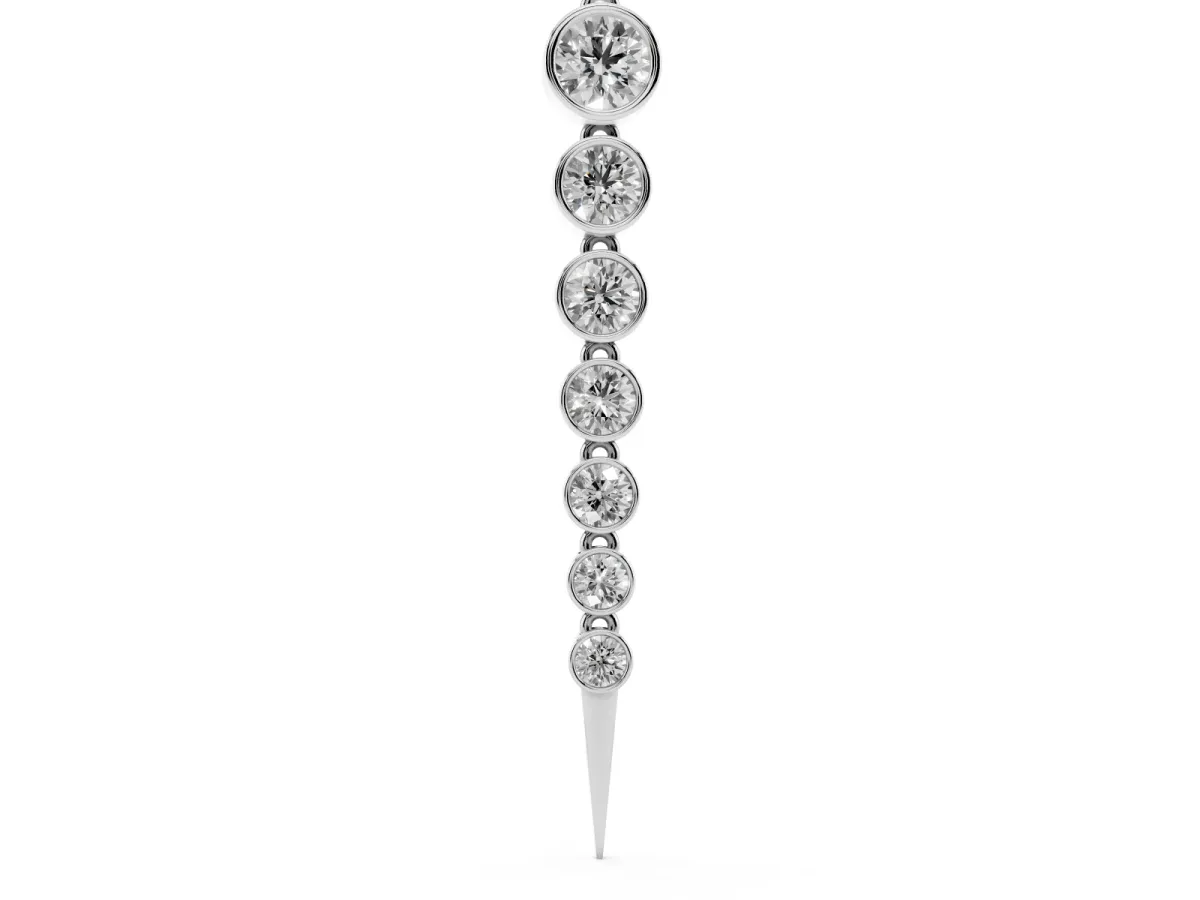 Round Diamond Drop Necklace with Bezel Setting Silver