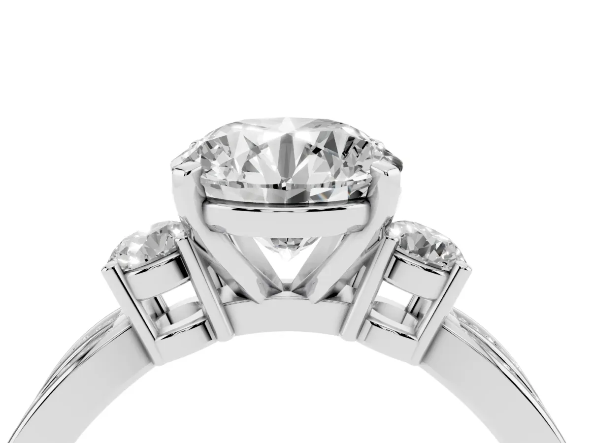 Three-Stone Round Cut Cut Diamond Twist Band with Prong Setting Platinum