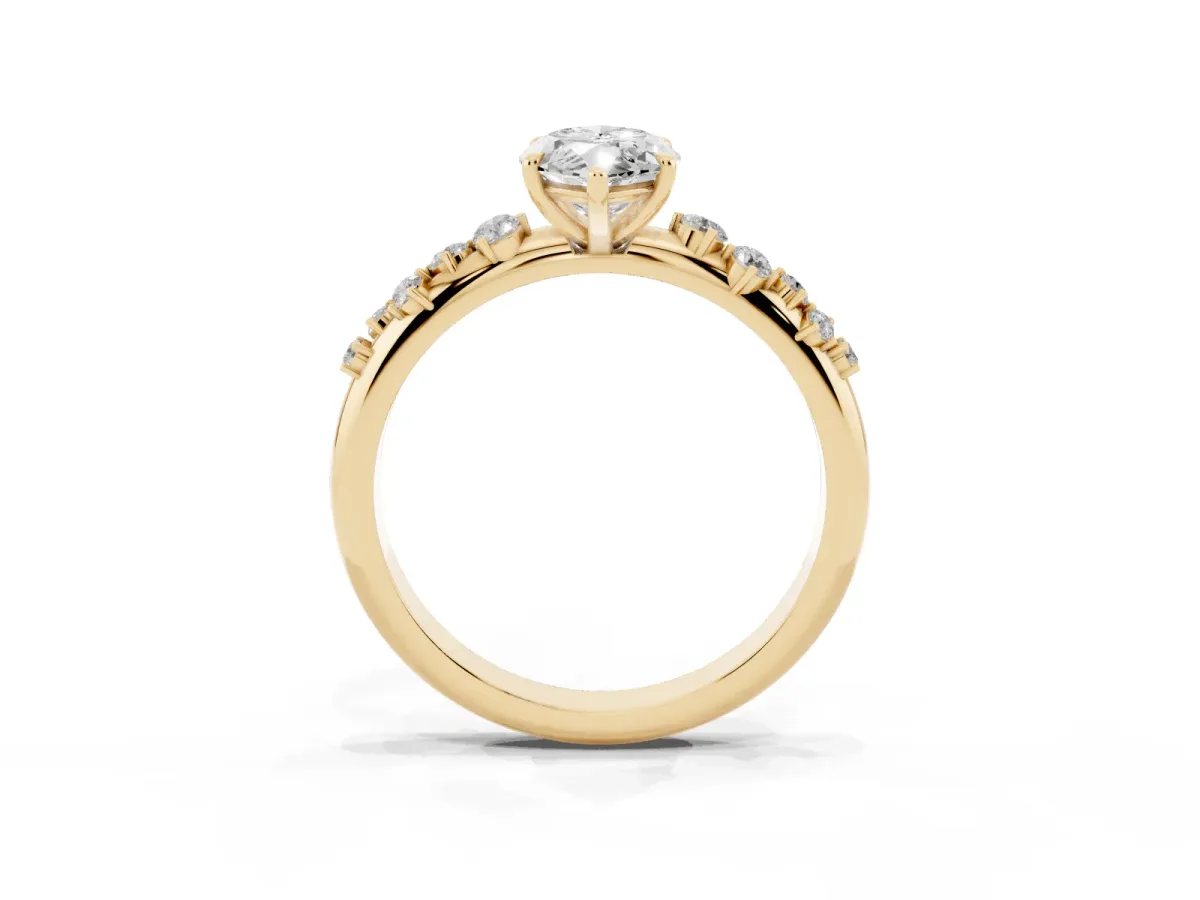 Marquise Cut Diamond Cluster Prong-Set Solitaire Ring Yellow gold