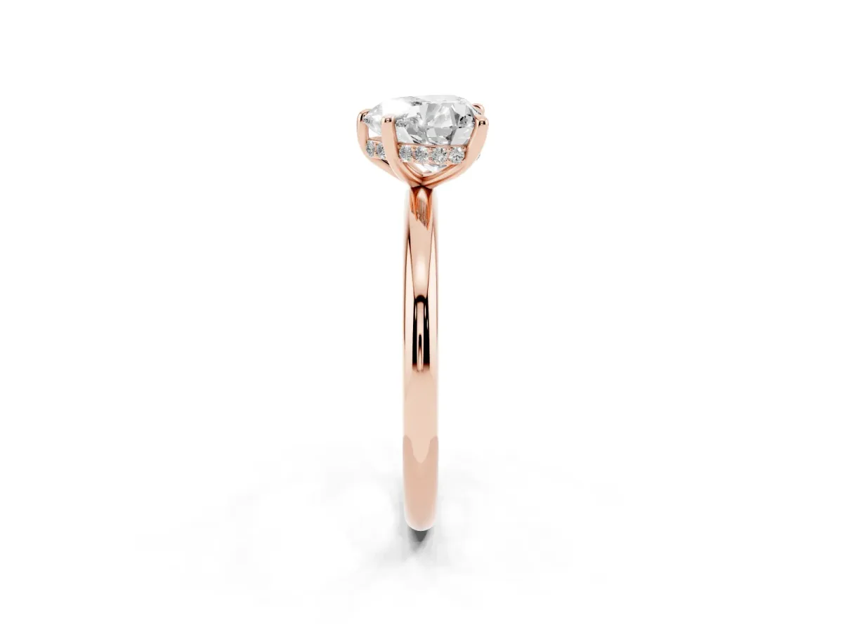 Heart Cut Diamond Solitaire Ring with Thin Band and Four-Prong Setting Rose gold