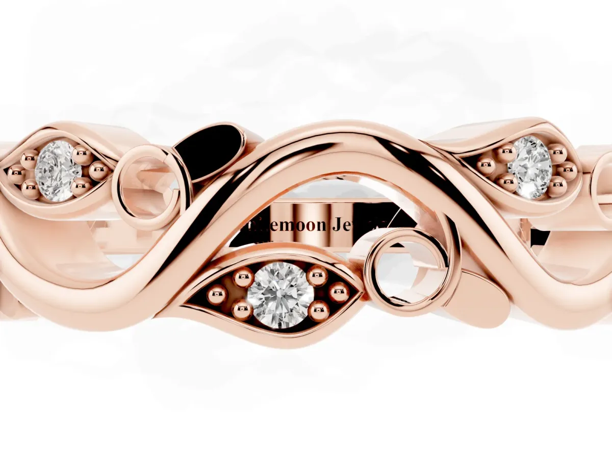 Marquise Diamond Vine Eternity Band with Bezel Setting Rose gold