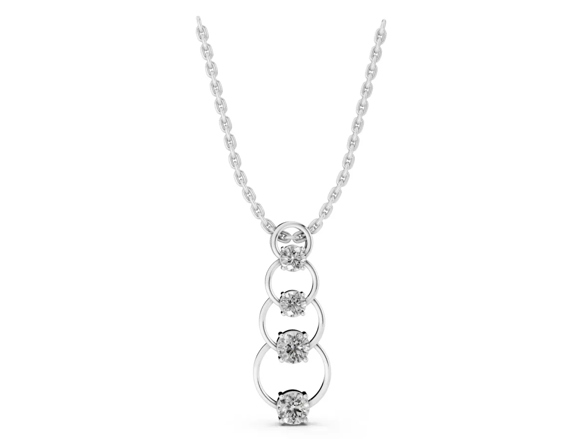 Round Diamond Four-Prong Circle Pendant White gold