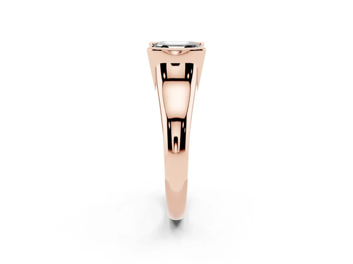 Fancy Black Asscher Cut Solitaire Tension Set Diamond Ring with Split Shank Band Rose gold