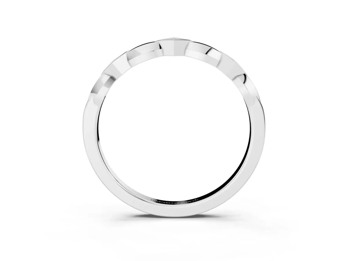 Square Diamond Twist Band with Bezel Setting Silver